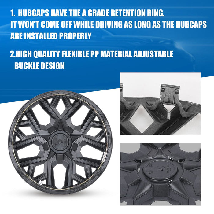 WOLFSTORM 4-Pack 17 Inch Universal Hubcaps for Steel Wheel Rims Cover