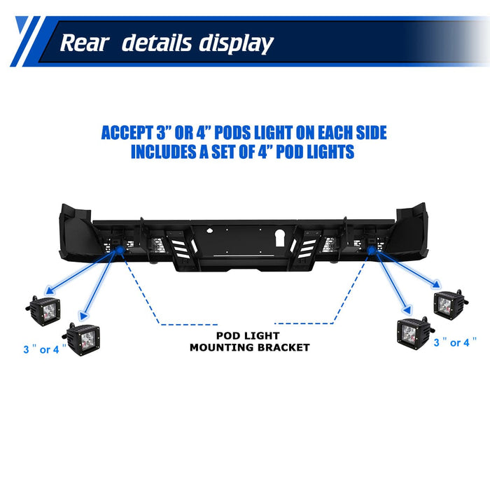 WOLFSTORM Rear Bumper for 2017-2022 Ford F-250 Super Duty - WOLFSTORM