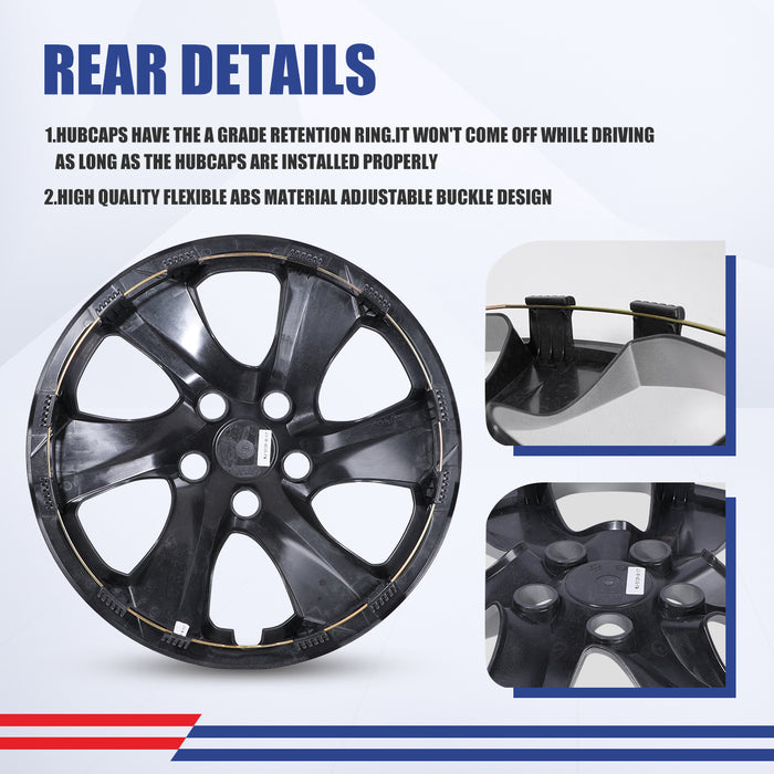 WOLFSTORM Black Matte Hubcaps for Toyota RAV4 2019-2025, Set of 4 Snap-on Installation Wheel Rim Covers Compatible with Steel Wheels, ABS&PC Material Hub Caps-17 Inch Black Matte 4-Piece Set