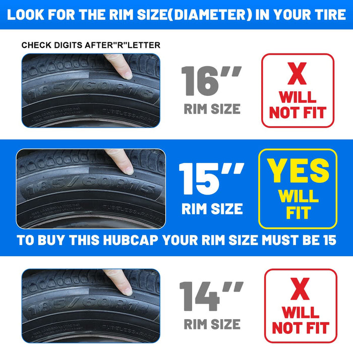 WOLFSTORM 4-Pack 17 Inch Universal Hubcaps for Steel Wheel Rims Cover