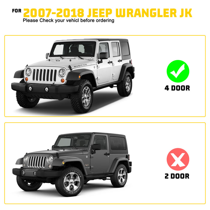 HAWKLEY Marchepieds latéraux adaptés pour Wrangler JK JKU Unlimited 2007-2018 4 portes uniquement