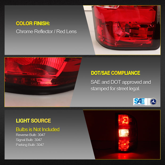 WOLFSTORM Taillights for 2007-2013 Chevy Silverado 1500 2500 3500/ Chevrolet 07-13 Silverado Rear Lamps Assembly Tail Light Replacement