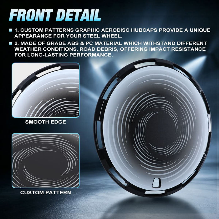 Wolfstorm Aerodisc Full Coverage Wheel Covers for Universal Hubcaps Turbo Spoke, 4-Pack