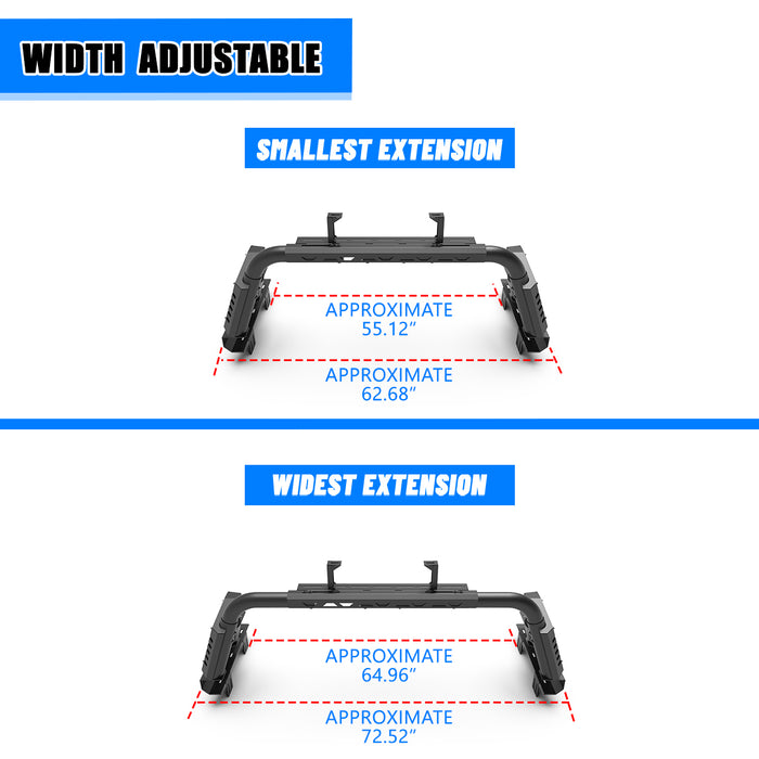 Wolfstorm Universal Adjustable Bed Rack Roll Bar for  Mid-Size &Full-Size Pickup Trucks