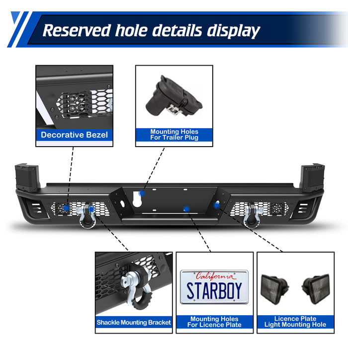 Parachoques trasero WOLFSTORM para Toyota Tacoma 2016-2023