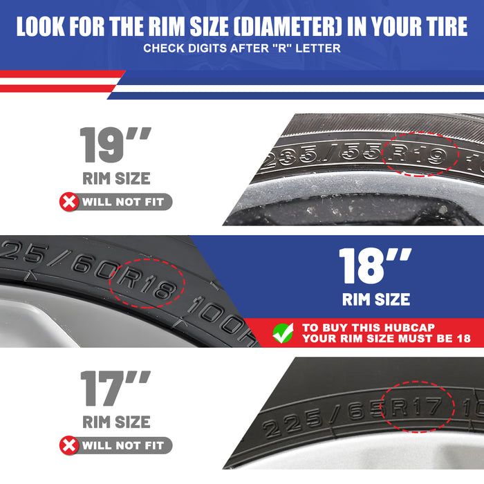 WOLFSTORM 4-Pack 18 Inch Wheel Rim Cover Hubcaps for 2023-2025 HONDA CR-V EX / EX-L model