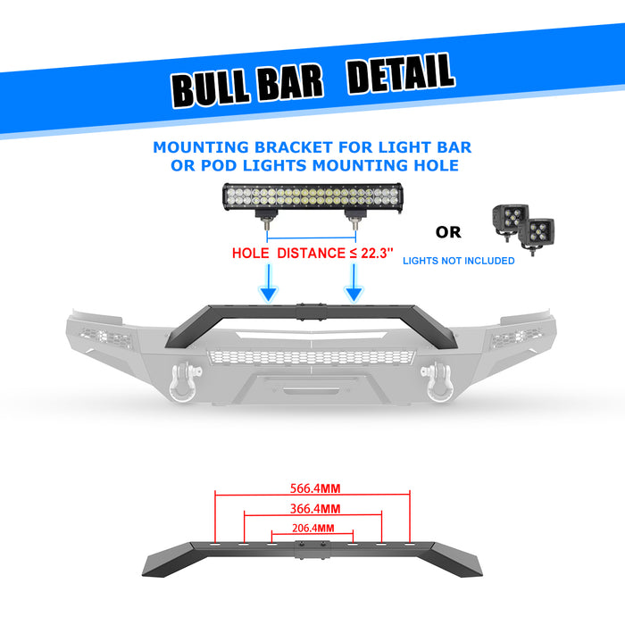 WOLFSTORM Front Bumper for 2007-2013 Chevy Silverado 1500 Multiple combinations are available for selection
