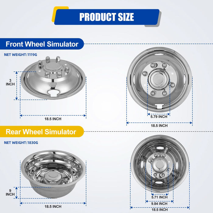 Dually Wheel Simulators For 2005-2024 Ford F-350 Dual Rear Wheel Models Set Of 4