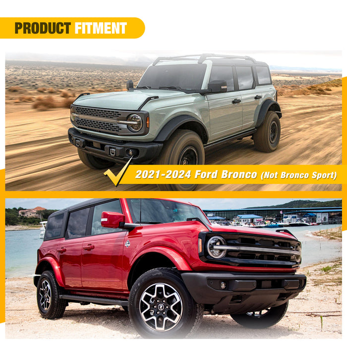 WOLFSTORM Pare-chocs avant de remplacement pour Ford Bronco 2021-2024 avec lumières LED et trous de capteur 