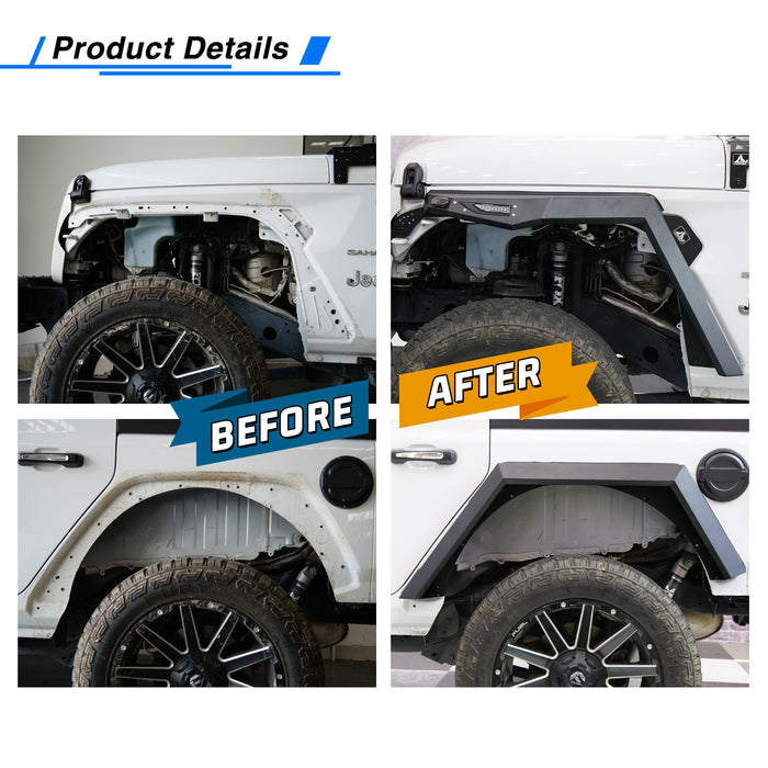 Jeep Wrangler JL/JLU Fender Flares with LED DRL and Sequential Turn Lights