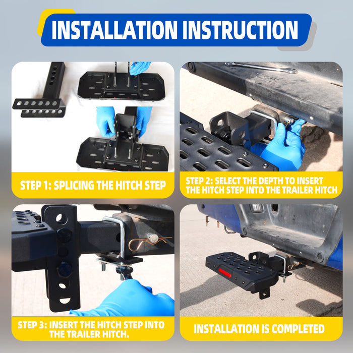 Wolfstorm Universal Hitch Step Fit for Pickup Truck Car SUV（Adjustable）