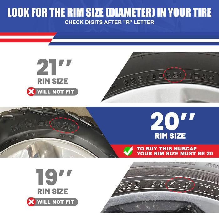 WOLFSTORM 4-Pack 20 Inch Wheel Rim Cover Hubcaps for 2013-2023 DODGE RAM 1500