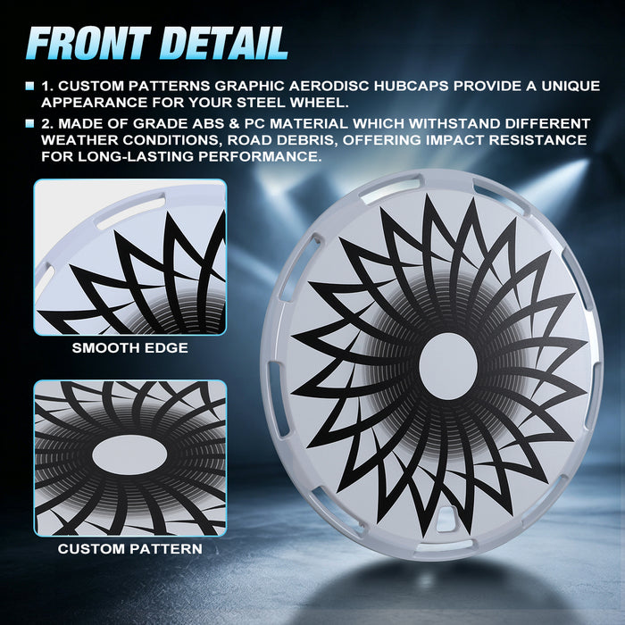 Wolfstorm Aerodisc Full Coverage Wheel Covers for Universal Hubcaps Turbo Spoke, 4-Pack