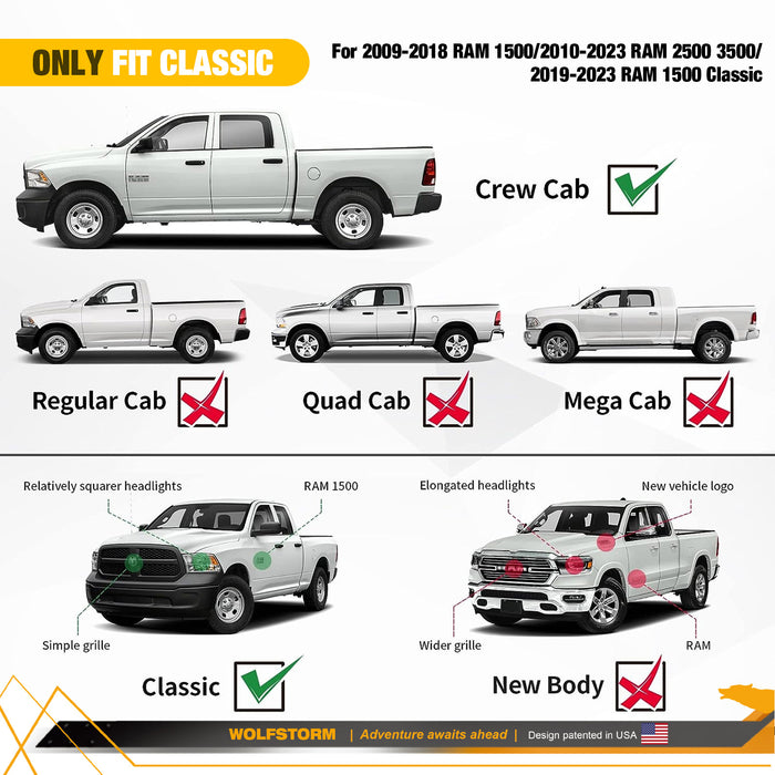 WOLFSTORM Running Boards for Dodge Ram 1500/2500/3500 Crew Cab