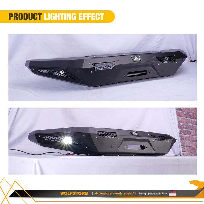 WOLFSTORM Pare-chocs avant de remplacement pour Ford Bronco 2021-2024 avec lumières LED et trous de capteur 