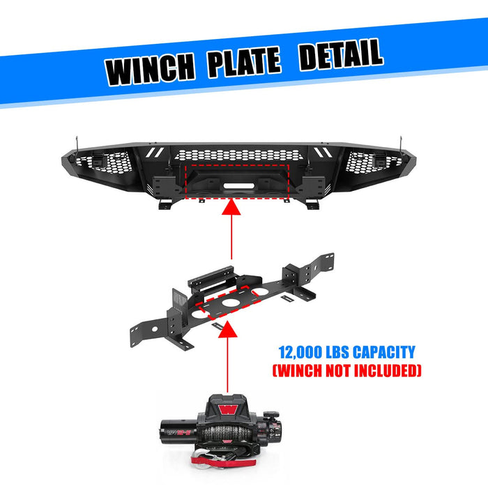 WOLFSTORM Front Bumper / Winch Plate for 2007-2013 Toyota Tundra £¨Main Body£¬Side Wings£¬Winch Plate£©