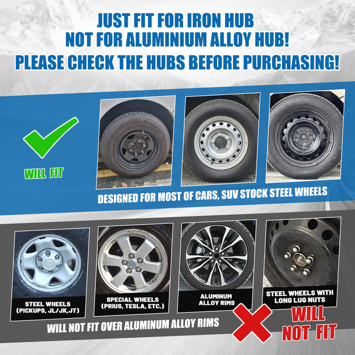 WOLFSTORM 4-Pack 12 Inch Universal Hubcaps for Steel Wheel Rims Cover