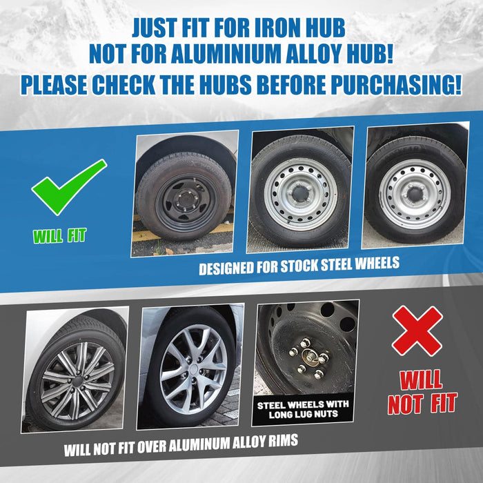 Set Of 4 Wheel Covers For 15 Inch Rims - Snap On Full Hub Caps Silver ABS (USA Style)