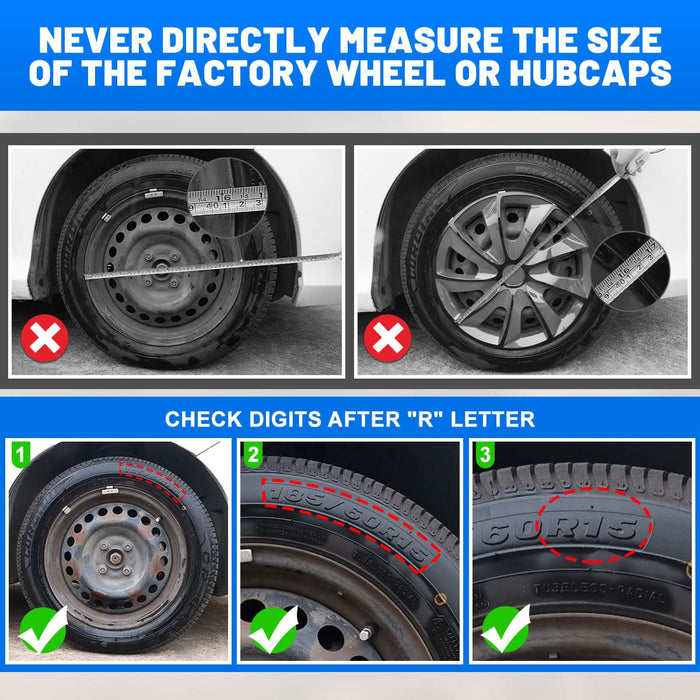 WOLFSTORM 4-Pack 17 Inch Universal Hubcaps for Steel Wheel Rims Cover