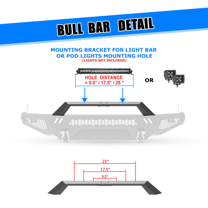 WOLFSTORM Front Bumper / Winch Plate for 2007-2013 Toyota Tundra Main Body Side Wings Winch Plate