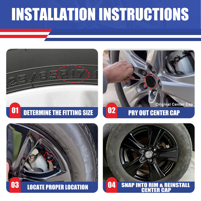 WOLFSTORM 4-Pack 17 Inch Wheel Rim Cover Hubcaps for 2019-2026 TOYOTA RAV4