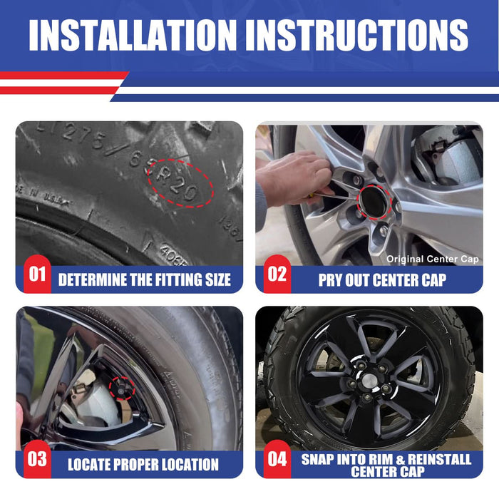 WOLFSTORM 4-Pack 20 Inch Wheel Rim Cover Hubcaps for 2013-2023 DODGE RAM 1500