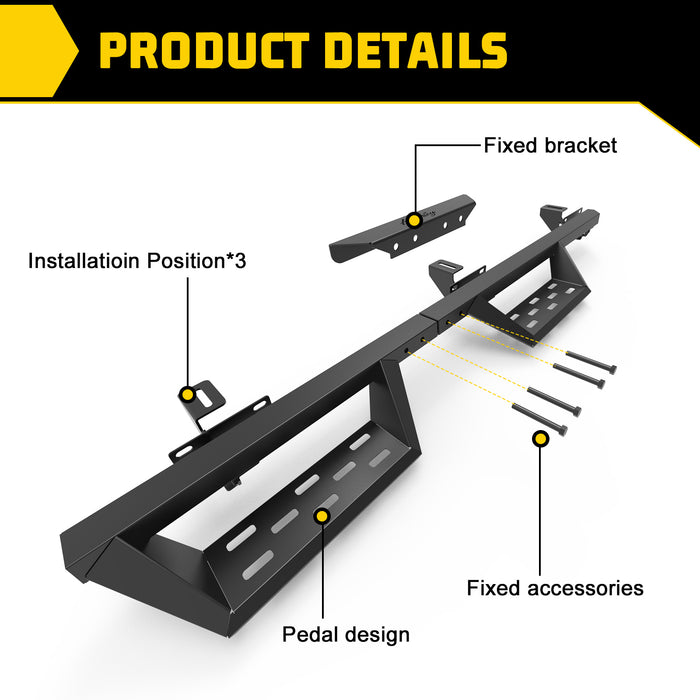 HAWKLEY Marchepieds latéraux adaptés pour Wrangler JK JKU Unlimited 2007-2018 4 portes uniquement