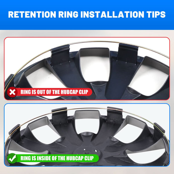 WOLFSTORM 4-Pack 17 Inch Universal Hubcaps for Steel Wheel Rims Cover