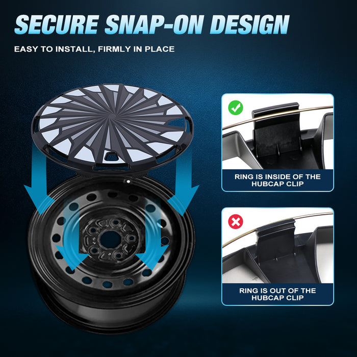 Wolfstorm Aerodisc Full Coverage Wheel Covers for Universal Hubcaps Turbo Spoke, 4-Pack
