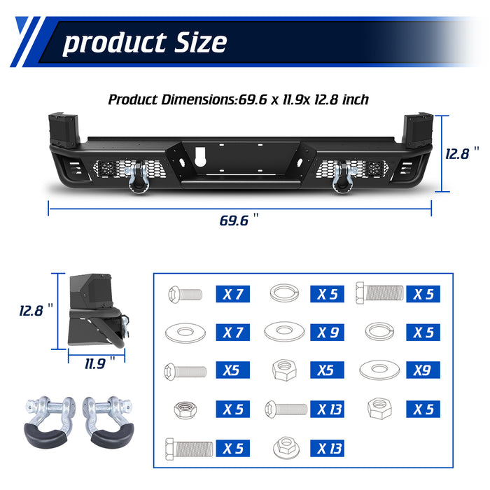 Parachoques trasero WOLFSTORM para Toyota Tacoma 2016-2023