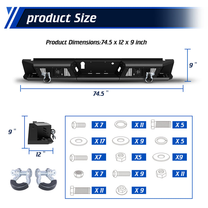 WOLFSTORM Rear Bumper for 2021-2023 Ford F-150 (Excluding Raptor)