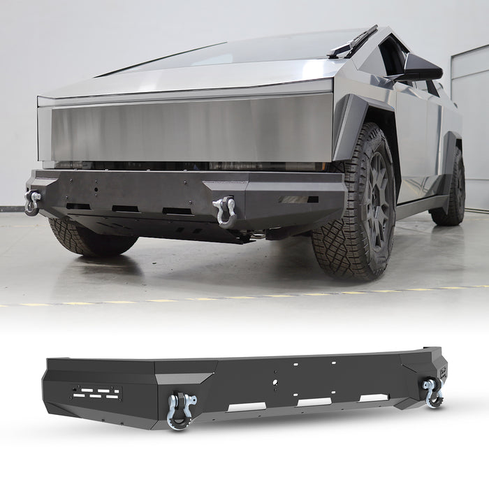 Front Bumper Assembly Fits for 2024 2025 Tesla Cybertruck, A Set of 2 D-Rings Included, Optional Side Wings, Skid Plate, Rear Bumper