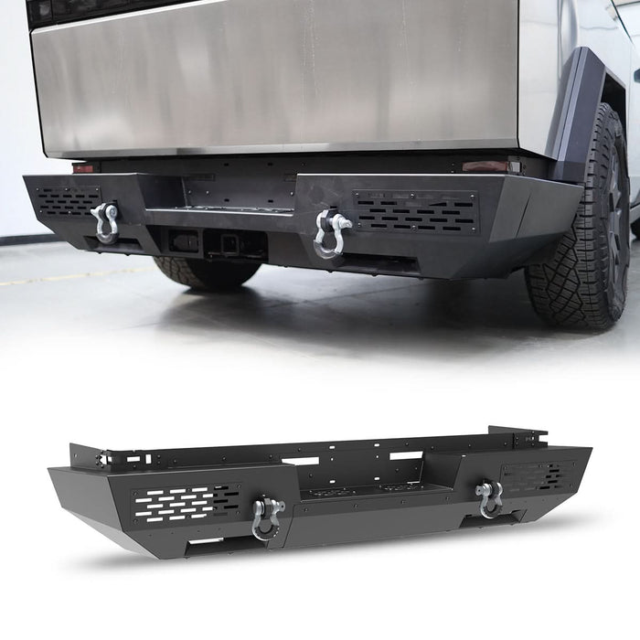 Front Bumper Assembly Fits for 2024 2025 Tesla Cybertruck, A Set of 2 D-Rings Included, Optional Side Wings, Skid Plate, Rear Bumper