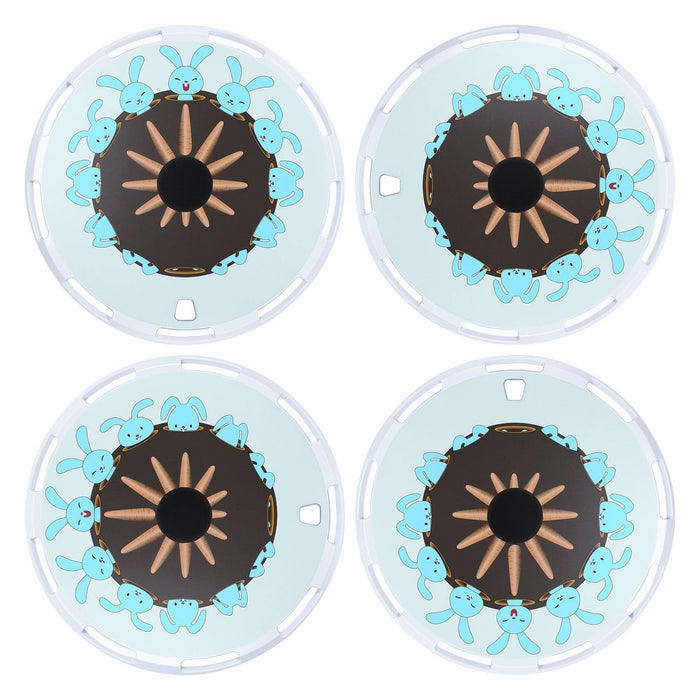 Aerodisc Full Coverage Wheel Covers for Universal Steel Wheels – White Rabbit Custom Pattern Hubcaps, Set of 4