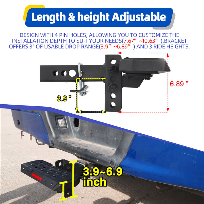 Wolfstorm Universal Hitch Step Fit for Pickup Truck Car SUV（Adjustable）