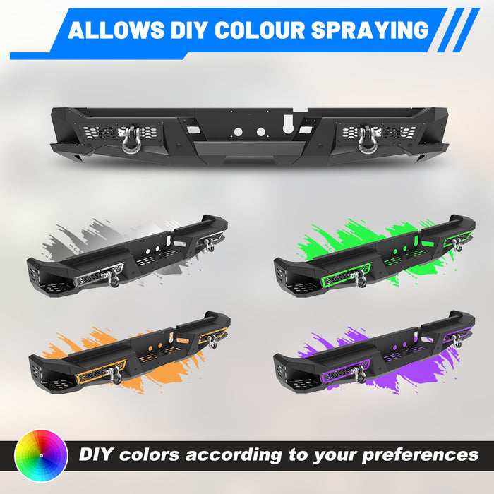 WOLFSTORM Rear Bumper for 2019-2024 Dodge Ram 2500, a set of 4 Inch LED Lights and a set of D-Rings Included