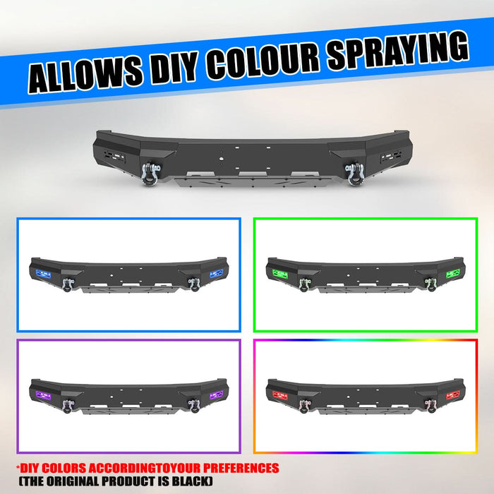 Front Bumper Assembly Fits for 2024 2025 Tesla Cybertruck, A Set of 2 D-Rings Included, Optional Side Wings, Skid Plate, Rear Bumper