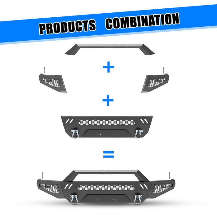 WOLFSTORM Front Bumper / Winch Plate for 2007-2013 Toyota Tundra Main Body Side Wings Winch Plate