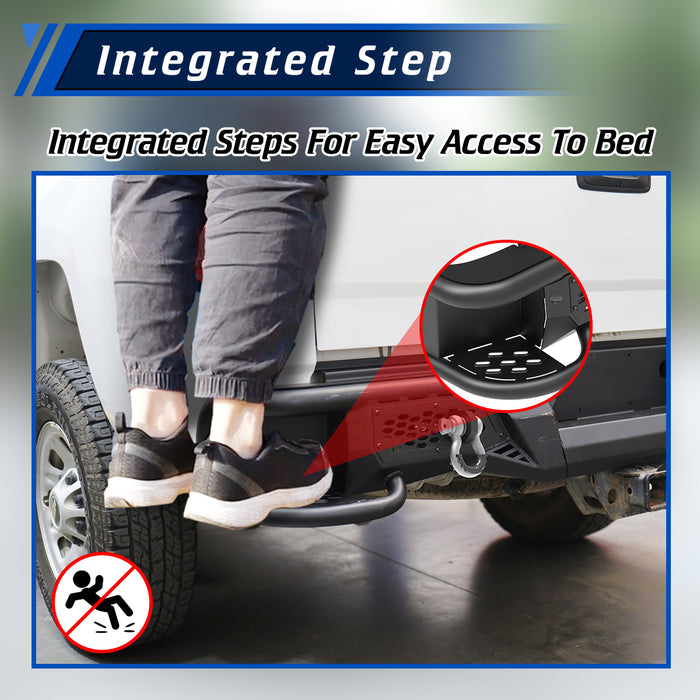 WOLFSTORM Rear Bumper for 2015-2019 Chevy Silverado 2500/3500/2500 HD/3500 HD & 2015-2019 GMC Sierra 2500/3500/2500 HD/3500 HD