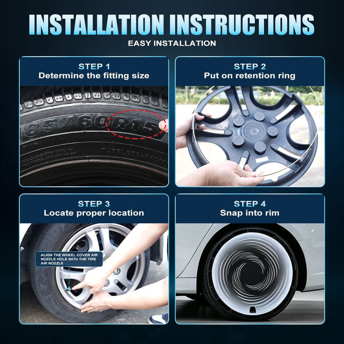 Wolfstorm Aerodisc Full Coverage Wheel Covers for Universal Hubcaps Turbo Spoke, 4-Pack
