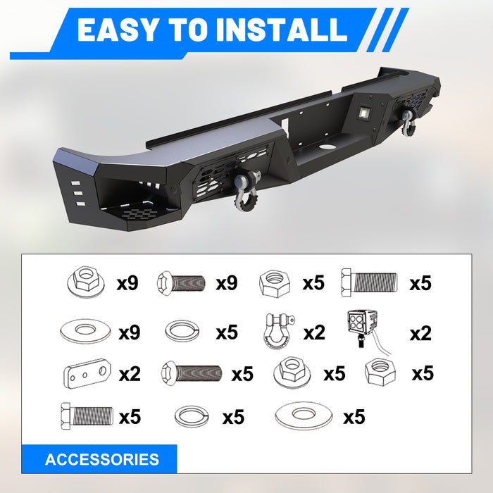 WOLFSTORM Rear Bumper for 2009-2018 Dodge Ram 1500