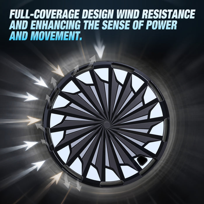 Wolfstorm Aerodisc Full Coverage Wheel Covers for Universal Hubcaps Turbo Spoke, 4-Pack