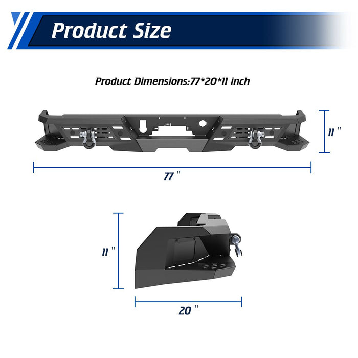 WOLFSTORM Rear Bumper for 2019-2025 GMC sierra 1500 & 2019-2025 Chevrolet Silverado 1500