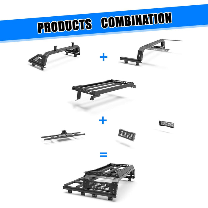 WOLFSTORM Roll Bar Universal Fit for Mid-size Pickup Trucks,Modular,Adjustable Overland Bed Rack,Roll bar