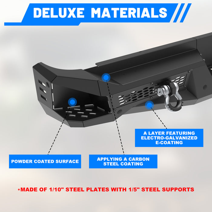 WOLFSTORM Rear Bumper for 2019-2024 Dodge Ram 2500, a set of 4 Inch LED Lights and a set of D-Rings Included
