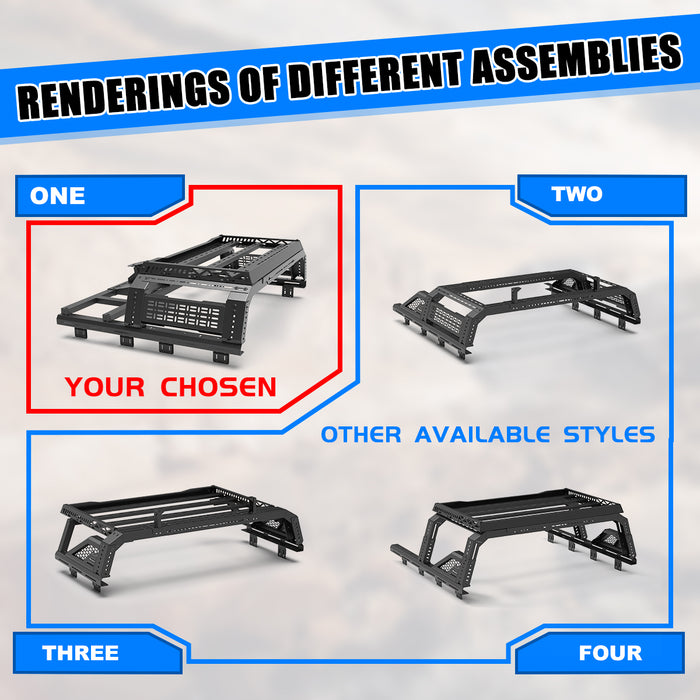 WOLFSTORM Roll Bar Universal Fit for Mid-size Pickup Trucks,Modular,Adjustable Overland Bed Rack,Roll bar