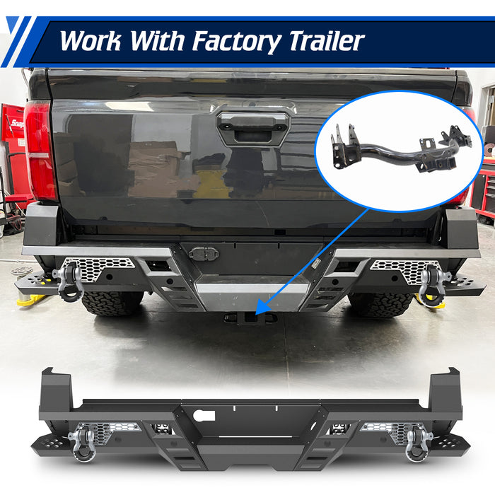 WOLFSTORM Rear Bumper for 2024 Toyota Tacoma, a set of 4 Inch LED Lights and a set of D-Rings Included