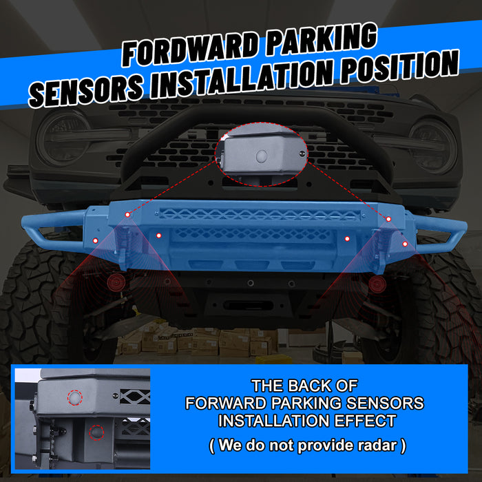 Parachoques delantero WOLFSTORM Ford Bronco con placa de cabrestante, orificio de montaje del sensor y soporte para placa de matrícula