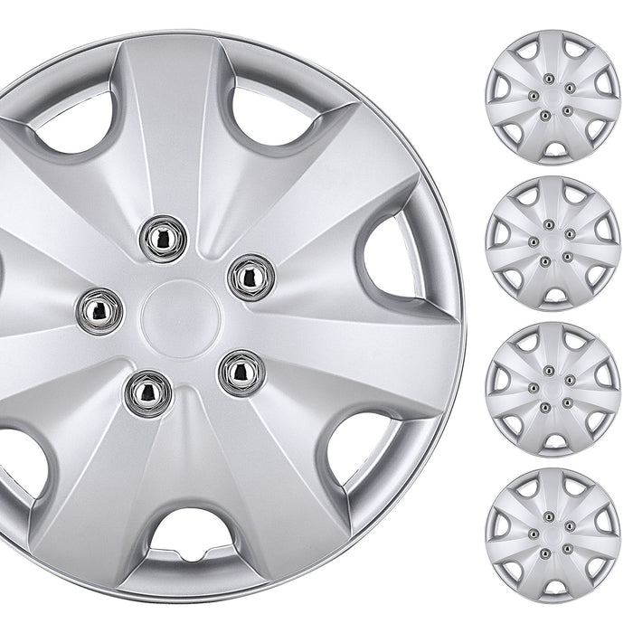 WOLFSTORM 4-Pack 15 Inch Universal Hubcaps for Steel Wheel Rims Cover