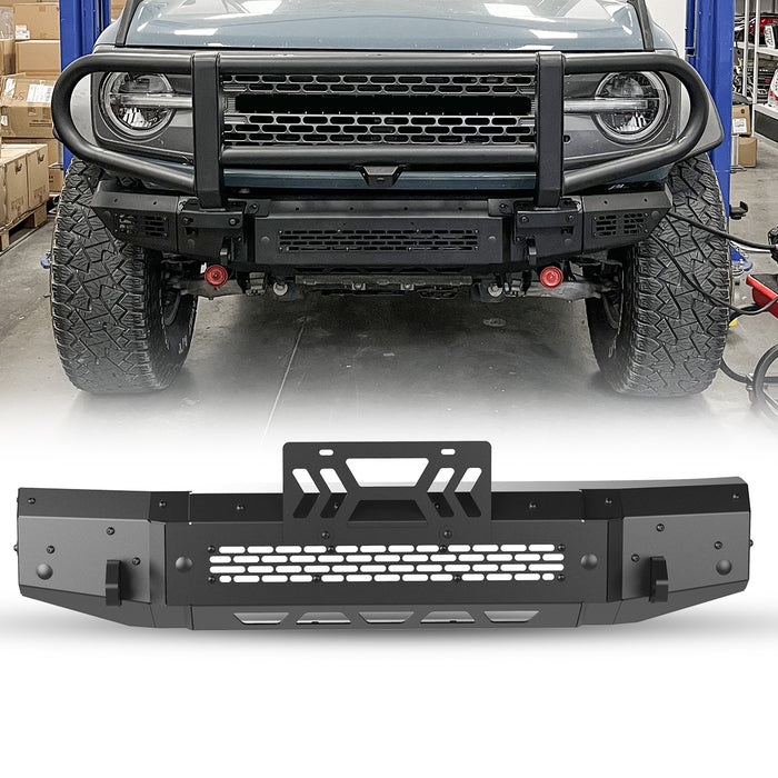Parachoques delantero WOLFSTORM Ford Bronco con placa de cabrestante, orificio de montaje del sensor y soporte para placa de matrícula